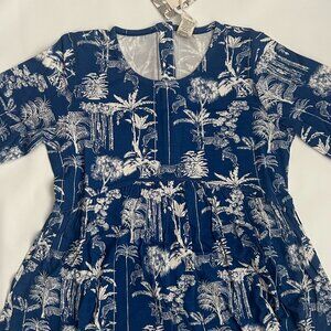 NWT Kate Quinn Bamboo Tween Asymmetrical Gathered Top 9/10Y Jungle Blue